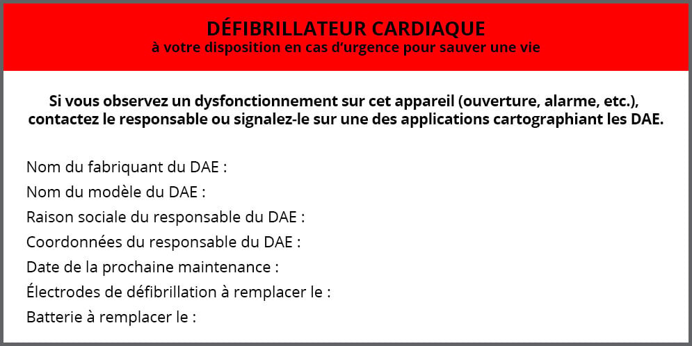 Etiquette d'un DAE